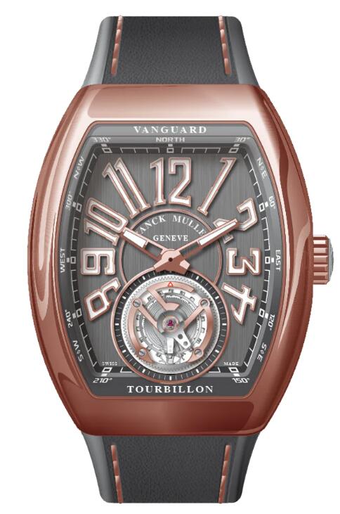 Best FRANCK MULLER Vanguard Tourbillon Rose Gold - Grey V 41 T (TT) (5N) (TT BLC 5N) Replica Watch